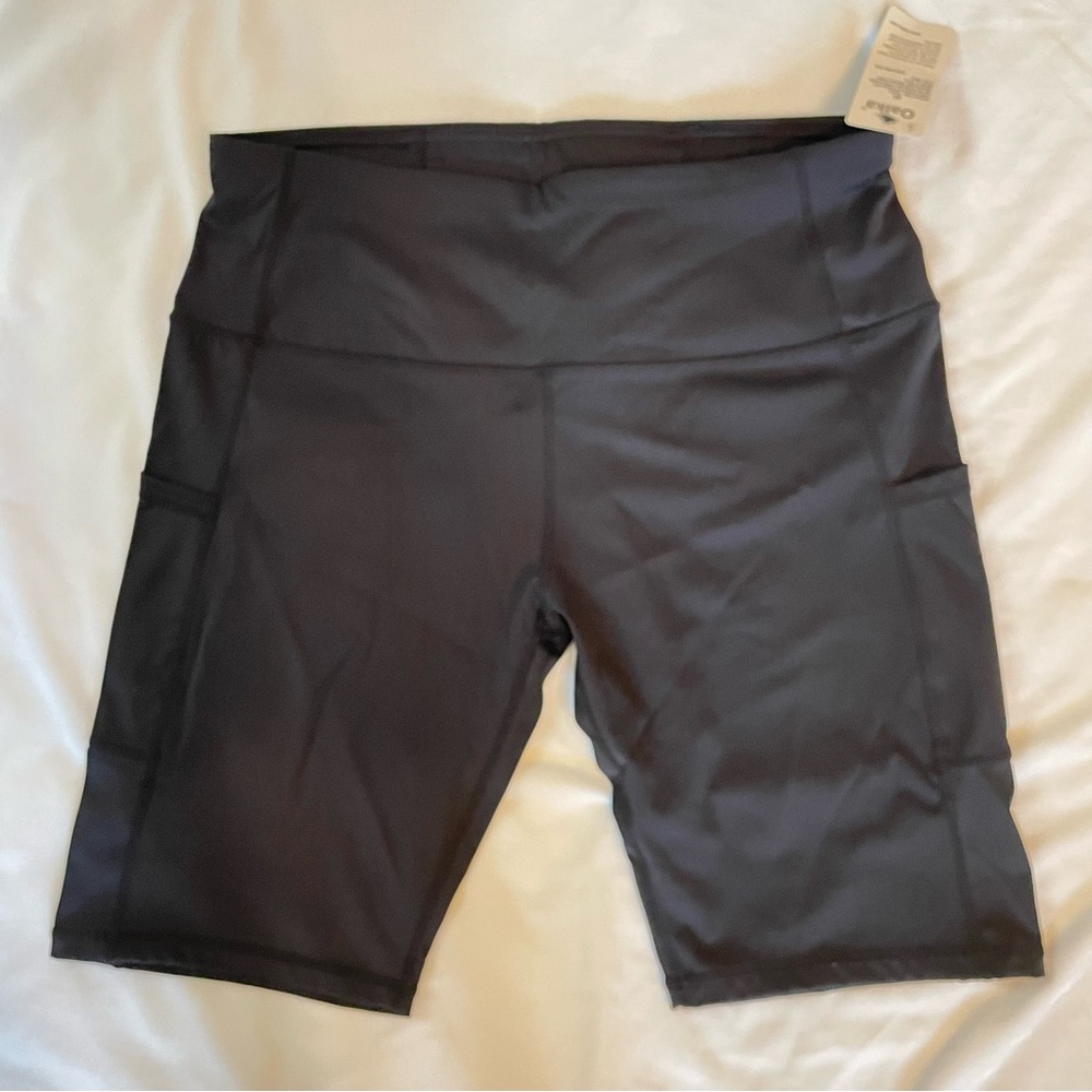 NWT Oalka Black Bike Shorts Sz XL 9” Inseam
